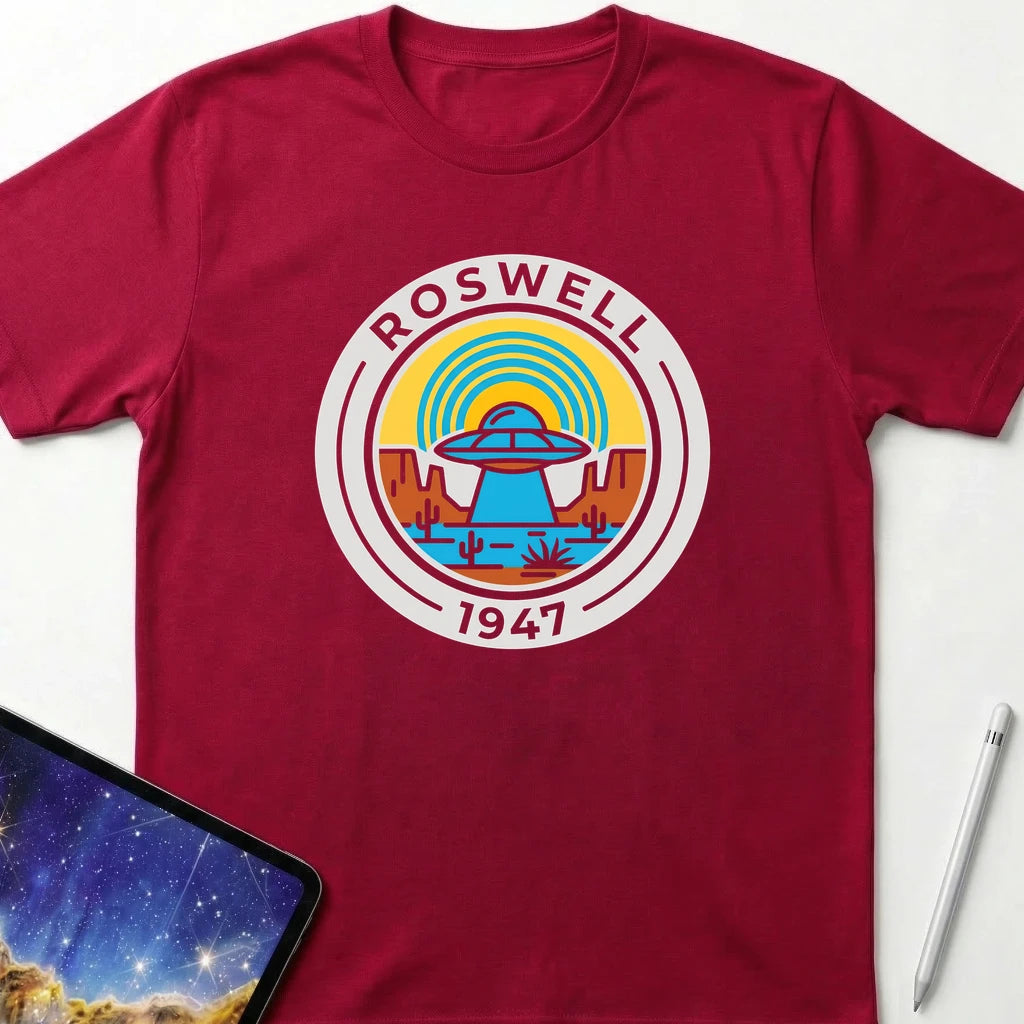 Roswell 1947 Shield T-Shirt Red