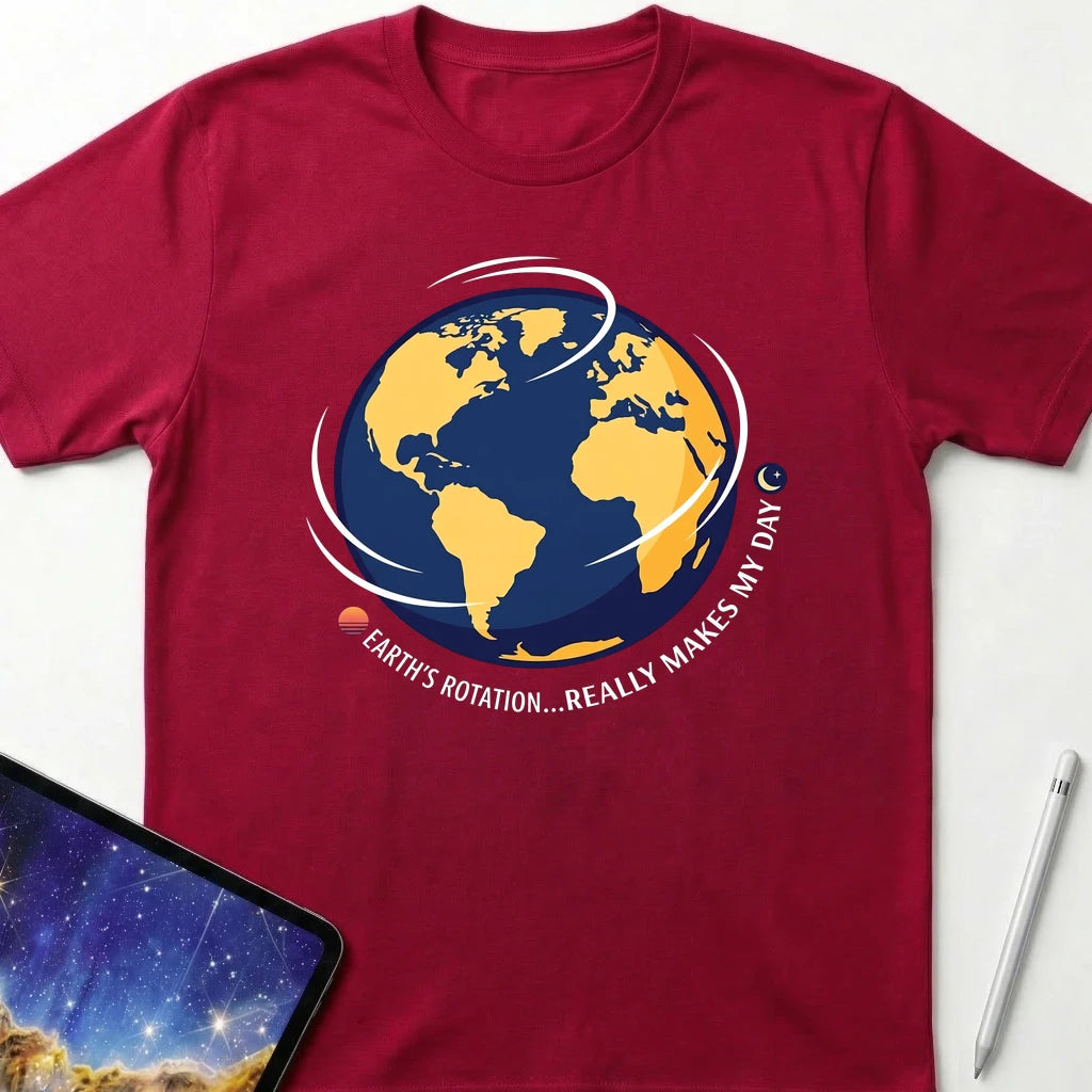 Earth's Rotation Makes My Day T-Shirt Red