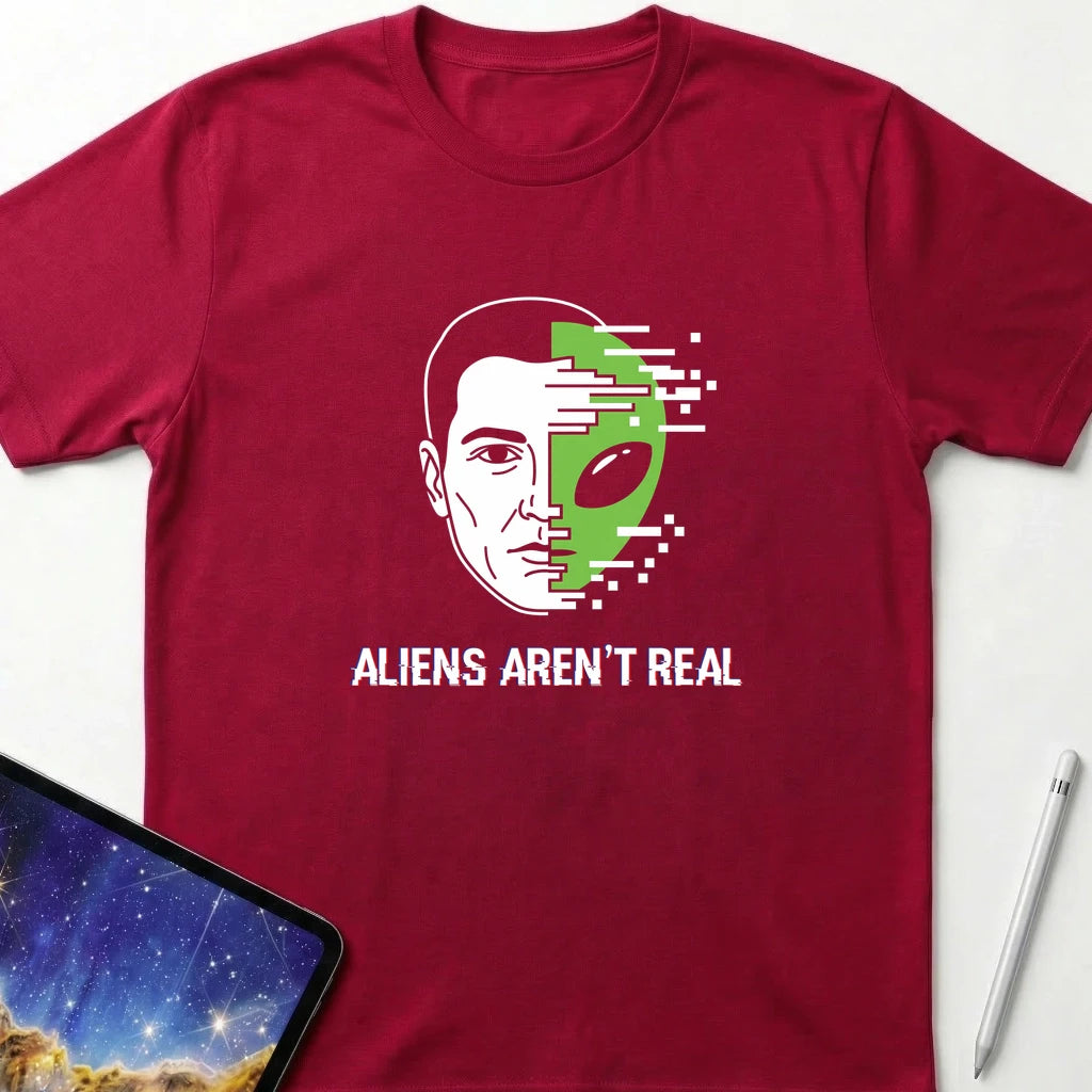 Aliens Aren't Real T-Shirt Red