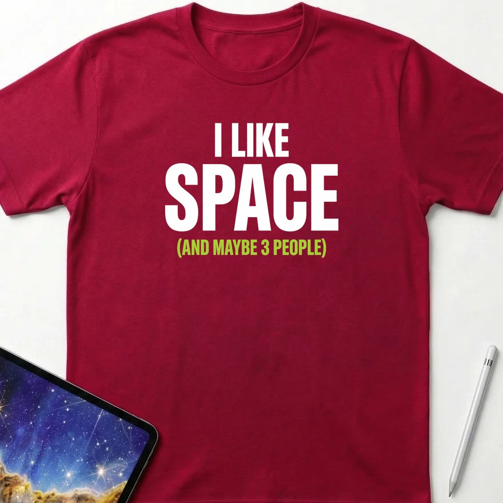 I Like Space and 3 People T-Shirt Red
