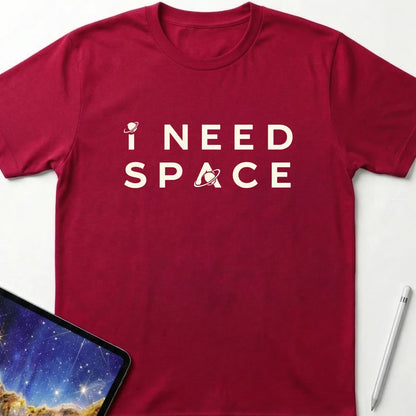 I Need Space Typographic T-Shirt Red