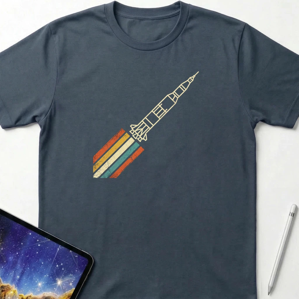 Retro Rocket Streak T-Shirt Dark Heather