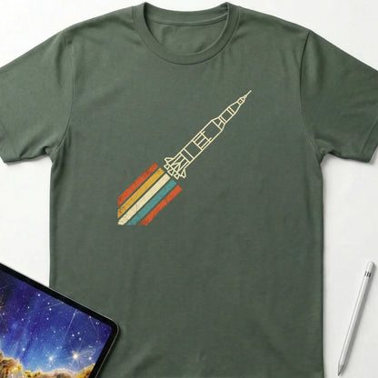 Retro Rocket Streak T-Shirt Military Green